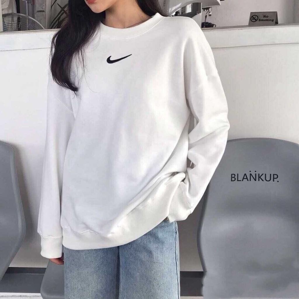 Áo Sweater Nike Logo Thêu, Áo Khoác Nỉ Dài Tay Cao Cấp Thu Đông Form Rộng ABCD Boutique AT22