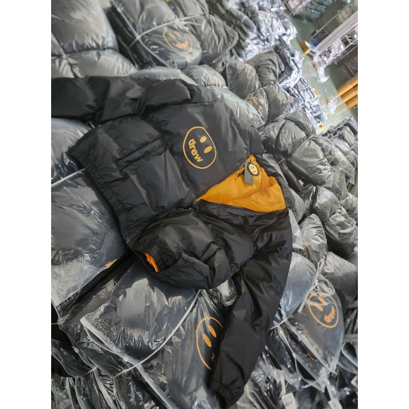 Áo phao - Drew House - Mascot hình mặt cười black