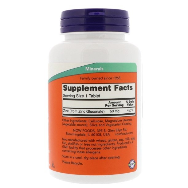 Thực phẩm chức năng Now Foods Zinc 50 mg 250 viên, viên uống bổ sung Kẽm hỗ trợ nâng cao sức đề kháng