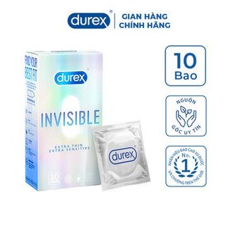 Bao cao su Durex Invisible siêu mỏng size 52mm, hộp 10 bao