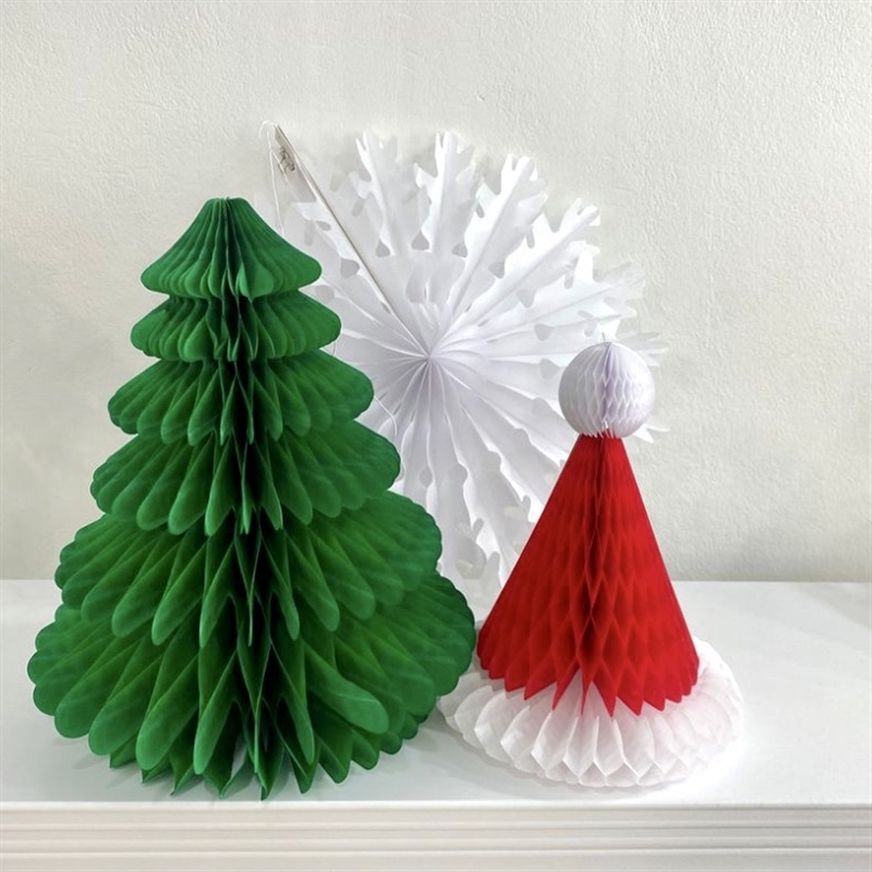 Mô Hình Cây Thông Giáng Sinh Noel Chuông Giấy Mũ Ông Già Noel Gấp Giấy Treo Trang Trí Giáng Sinh Noel