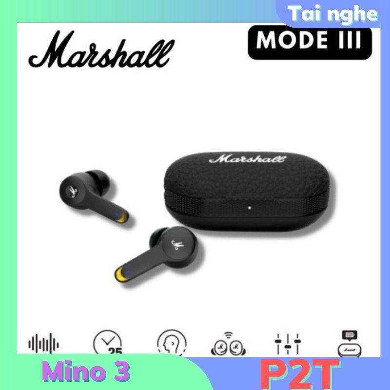 Tai nghe bluetooth Marshall Mode 3 phiên bản mới cao cấp,tai nghe không dây nhét tai âm thanh đỉnh pin có Bảo Hành P2T