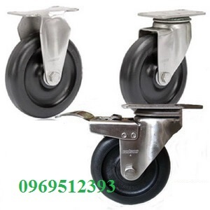 Bánh xe chống tĩnh điện tải trung mặt bích mạ kẽm D75, D100, D125 chịu tải trọng 350-500kg