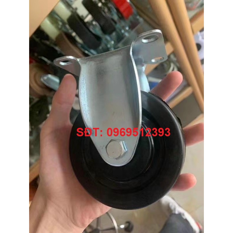 Bánh xe chống tĩnh điện tải trung mặt bích mạ kẽm D75, D100, D125 chịu tải trọng 350-500kg