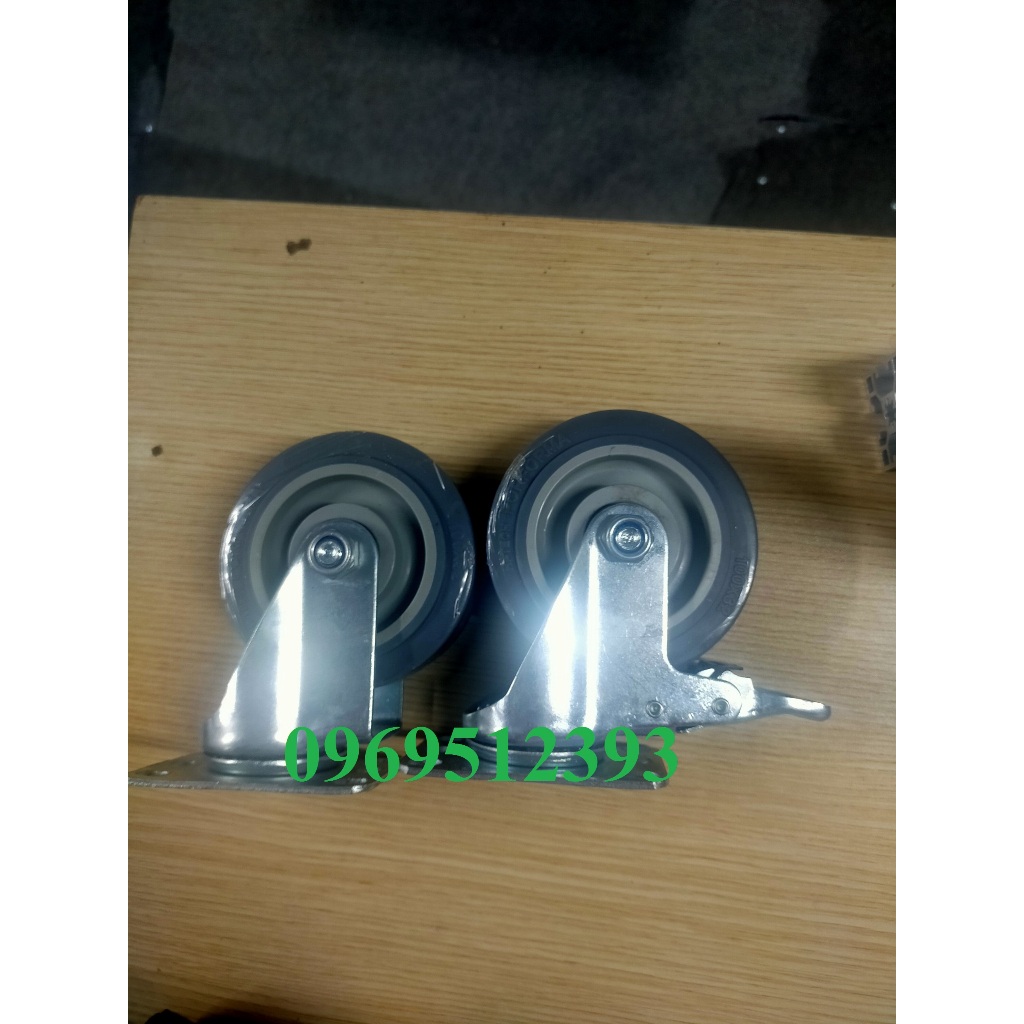 Bánh xe chịu nhiệt Phenolic tải trung mặt bích mạ kẽm D75, D100, D125 chịu tải trọng 350-500kg