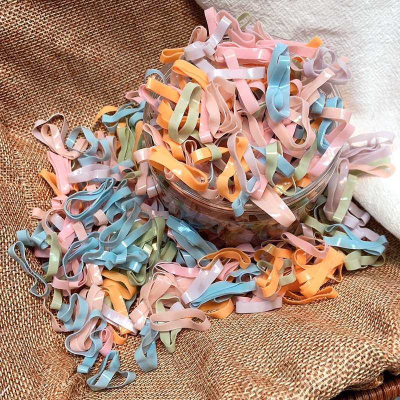 Chun Buộc Tóc Siêu Dai Deal 1K Loại Dày Thun Buộc Tóc Cho Bé Màu Pastel Đen Freeship