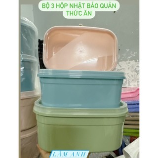 Bộ 3 Hộp Nhật Cao Lòng Sâu Bảo Quản Thực Phẩm, Bộ Hộp Nhật 3300ml