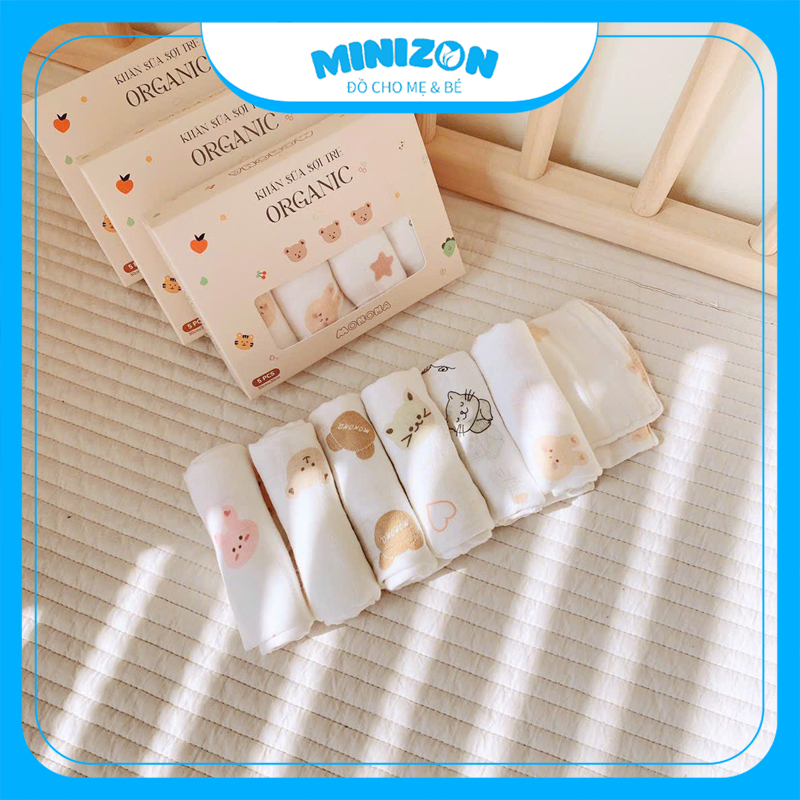 SET 5 KHĂN SỮA MONONA ORGANIC 4 LỚP MỀM MẠI CHO BÉ