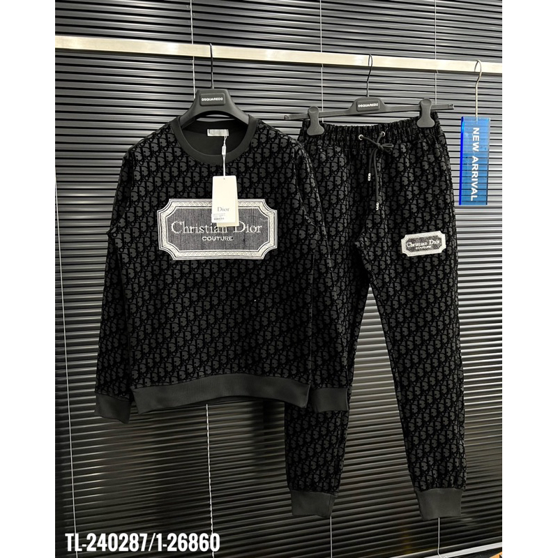 Bộ thu đông nam ĐÌ O vân nhung phối hình thêu nổi bản SUPPER hàng QC cao cấp