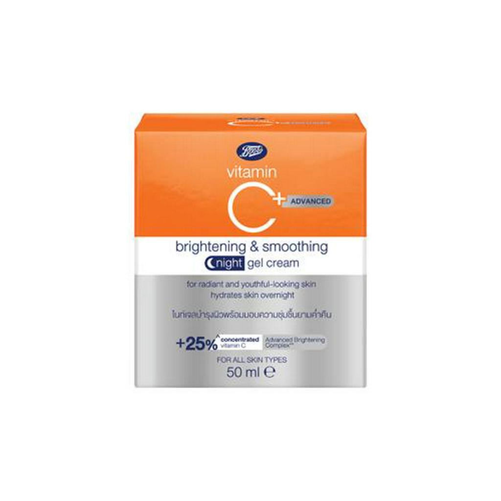 Kem gel làm sáng và mịn da ban đêm Boots Vitamin C ADVANCED Brightening & Smoothing Night Gel Cream 50 ml