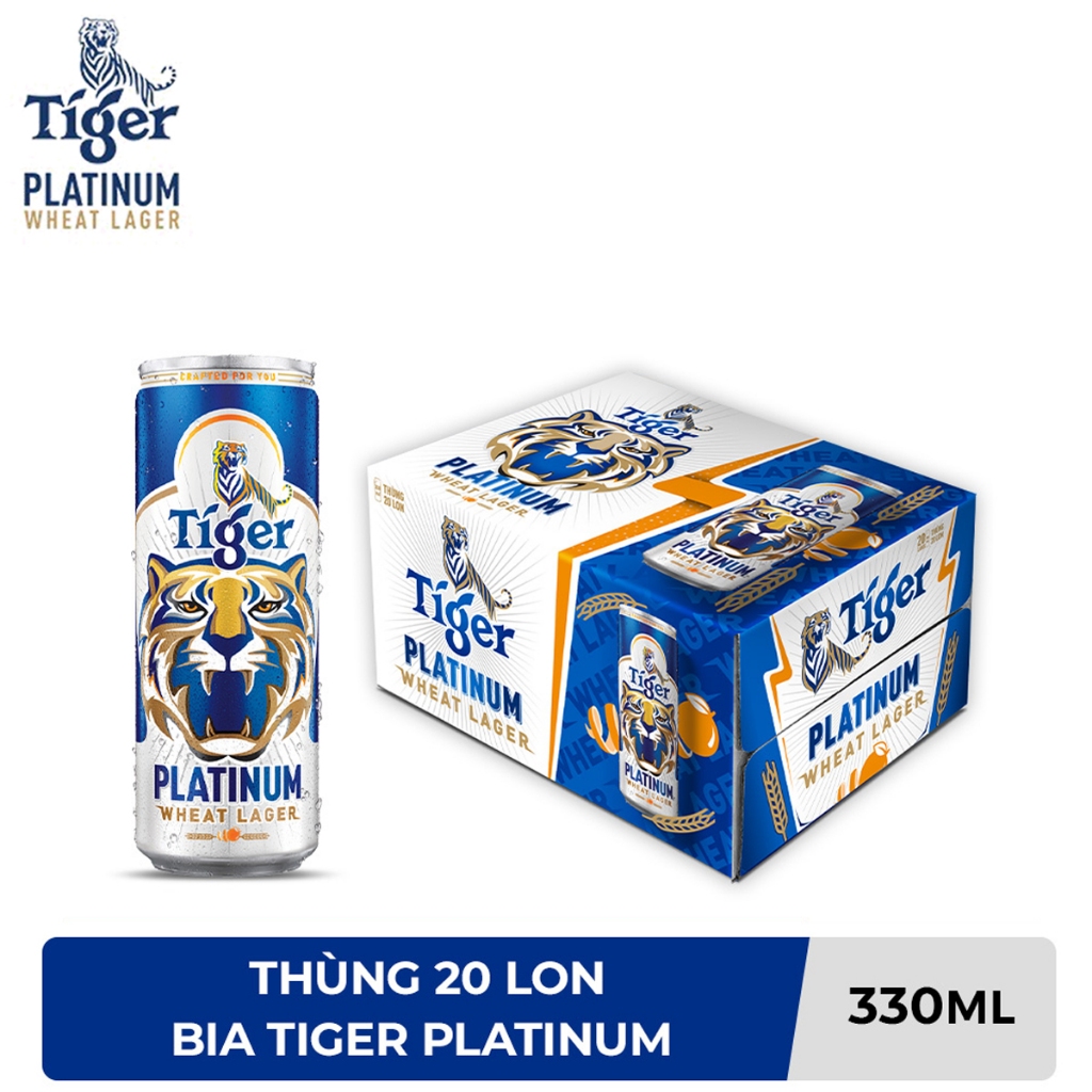 THÙNG 20 LON BIA LÚA MÌ TIGER PLATINUM WHEAT LAGER 330ML