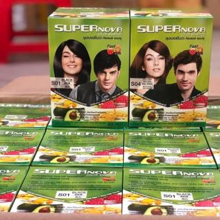   Hộp 12 Gói  Dầu Gội Nhuộm Tóc Thảo Dược Phủ Bạc Super Nova  4 Màu  