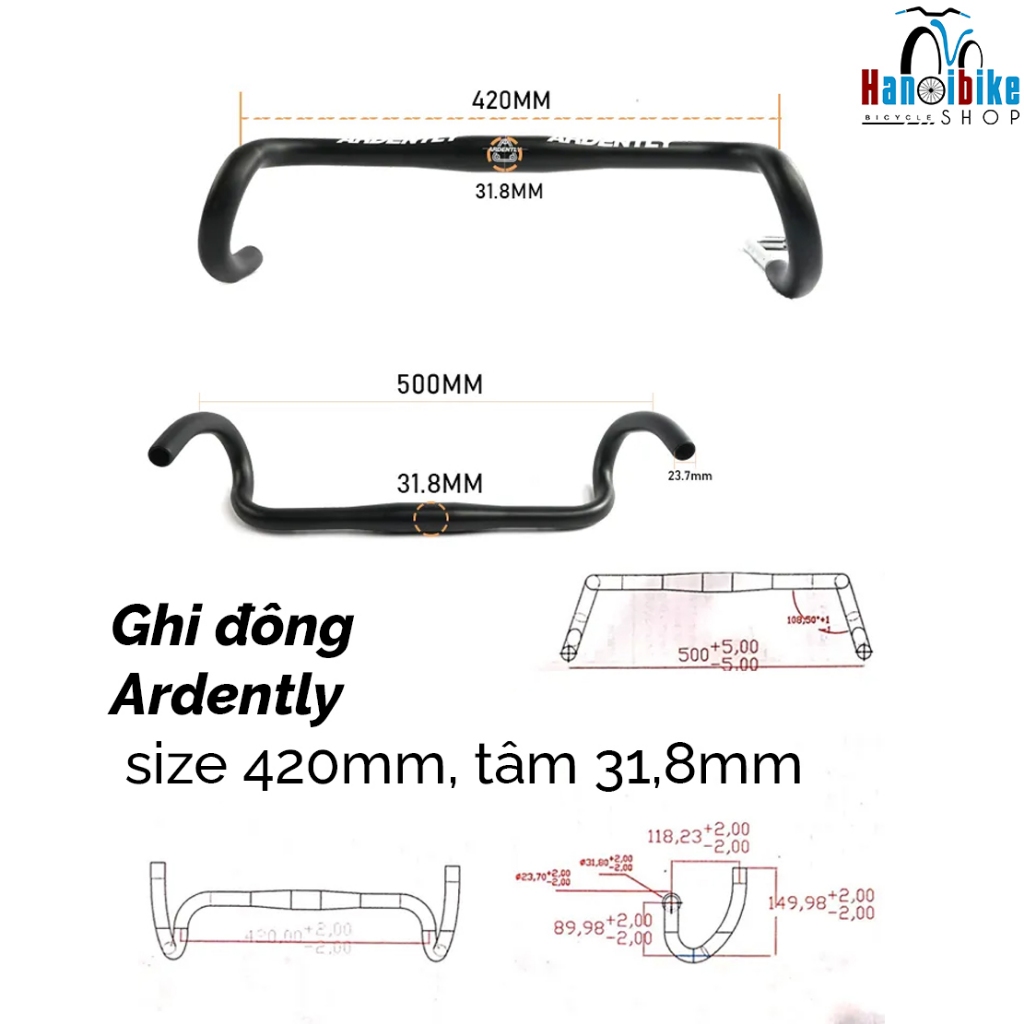 Ghi đông xe đạp nhôm Ardently 31.8 sử dụng cho xe đạp MTB, Fixed Gear