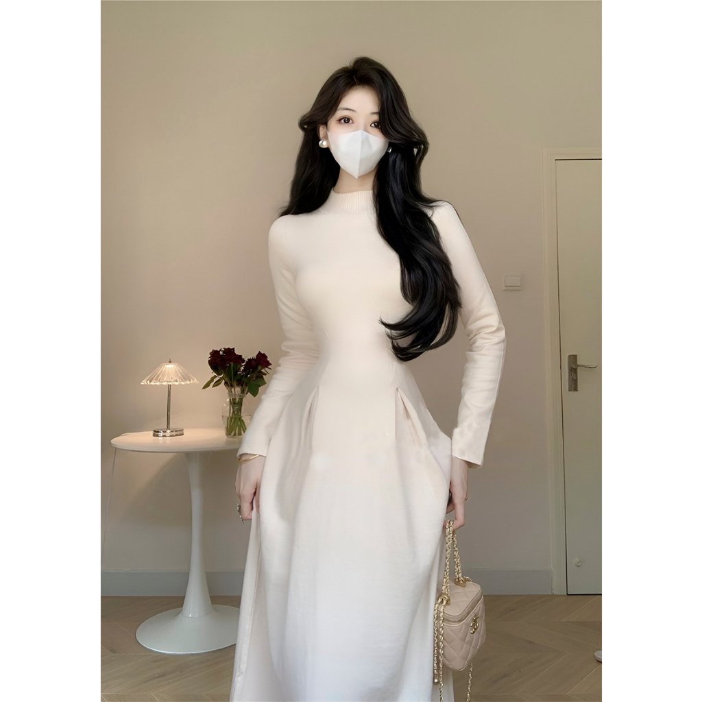 Váy body dài tay Emili dáng xòe, đầm nữ dáng dài xòe phong cách [V210]