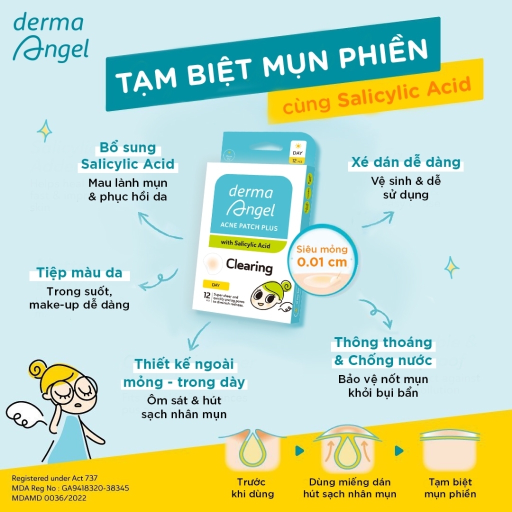 Combo 2 Hộp Derma Angel Acne Patch Plus With Salicylic Acid Day 12