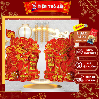 Bộ Hình Dán Đôi Rồng Tết 2024 Size 30 - 65cm - Bộ Hình 2 Rồng 3D Trang Trí Tết Chữ Việt Giáp Thìn 2024, Tiệm Thỏ Sồi