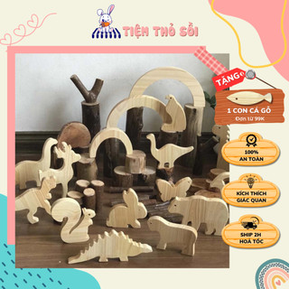 Set 15 Con Vật Tô Màu Gỗ Thông Tự Nhiên Cho Bé Thỏa Sức Sáng Tạo - Combo 15 Đông Vật Chưa Tô Decor Trang Trí - Thỏ Sồi