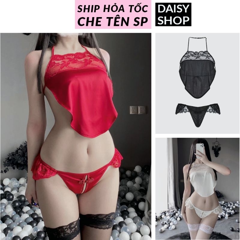 Bộ đồ lót yếm ngủ sexy - set nội y lingerie cổ trang Trung Hoa croptop gợi cảm quyến rũ