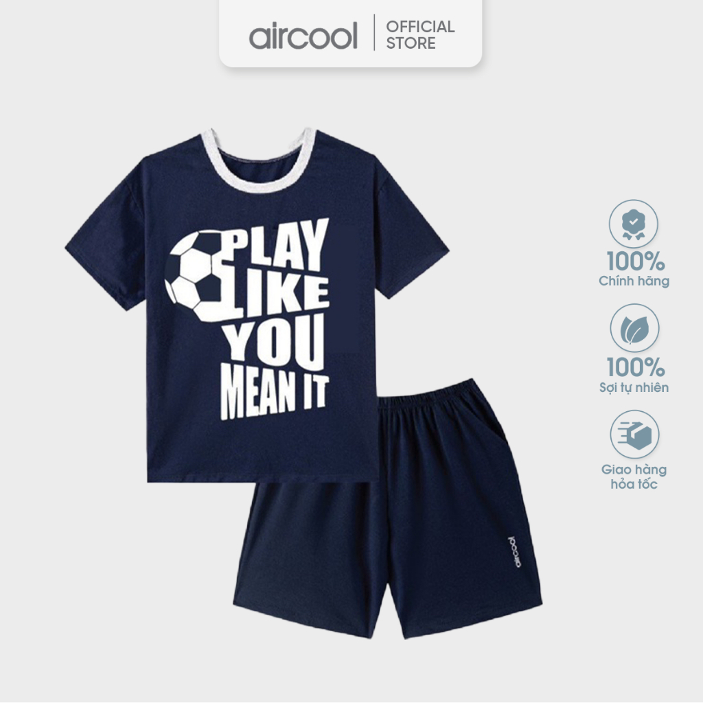Bộ Quần Áo Cộc Tay Mùa Hè Cho Bé Trai 2-16 Tuổi Aircool Chất Liệu 100% Cotton Bamboo | Mẫu PLAY LIKE