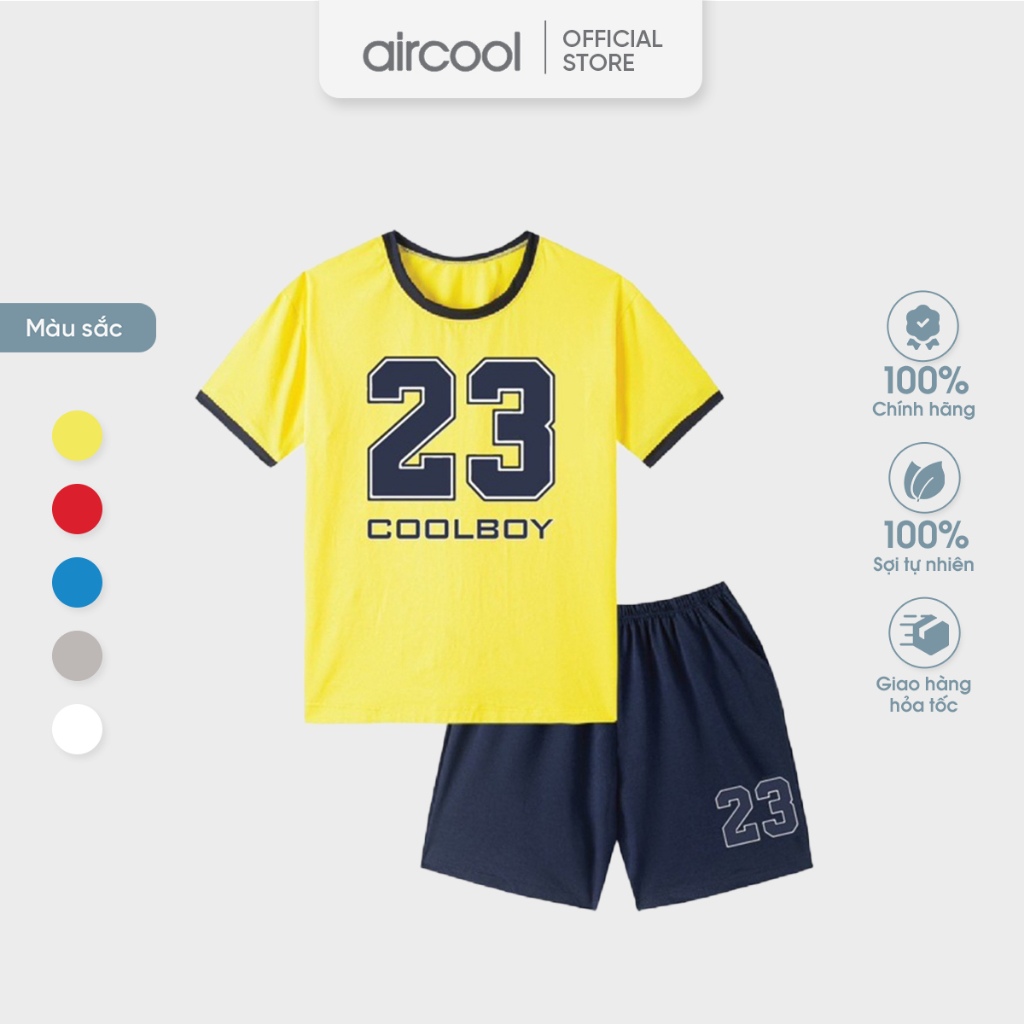 Bộ Quần Áo Cộc Tay Cho Bé Trai 2-16 Tuổi Aircool 100% Cotton BamBoo| Mẫu 23 COOLBOY
