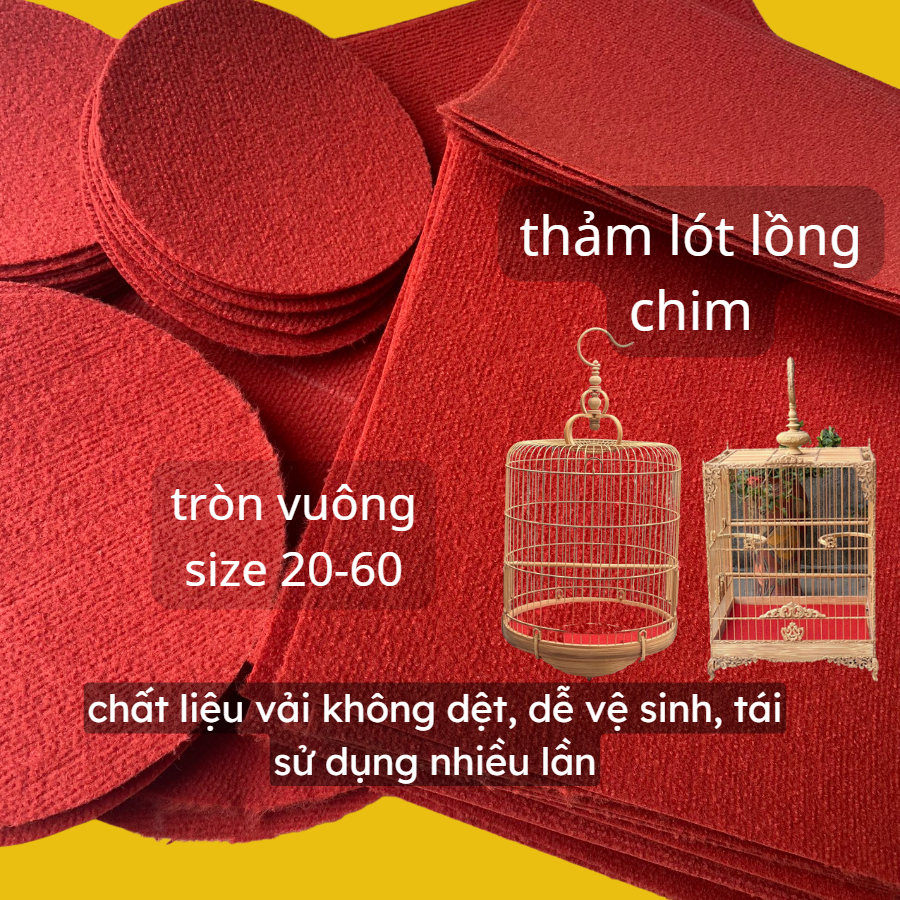 Thảm Lót Nỉ Vuông Lồng Chim Chào Mào Đủ Kích Cỡ dễ sử dụng tiết kiệm sạch sẽ Phụ kiện Milody