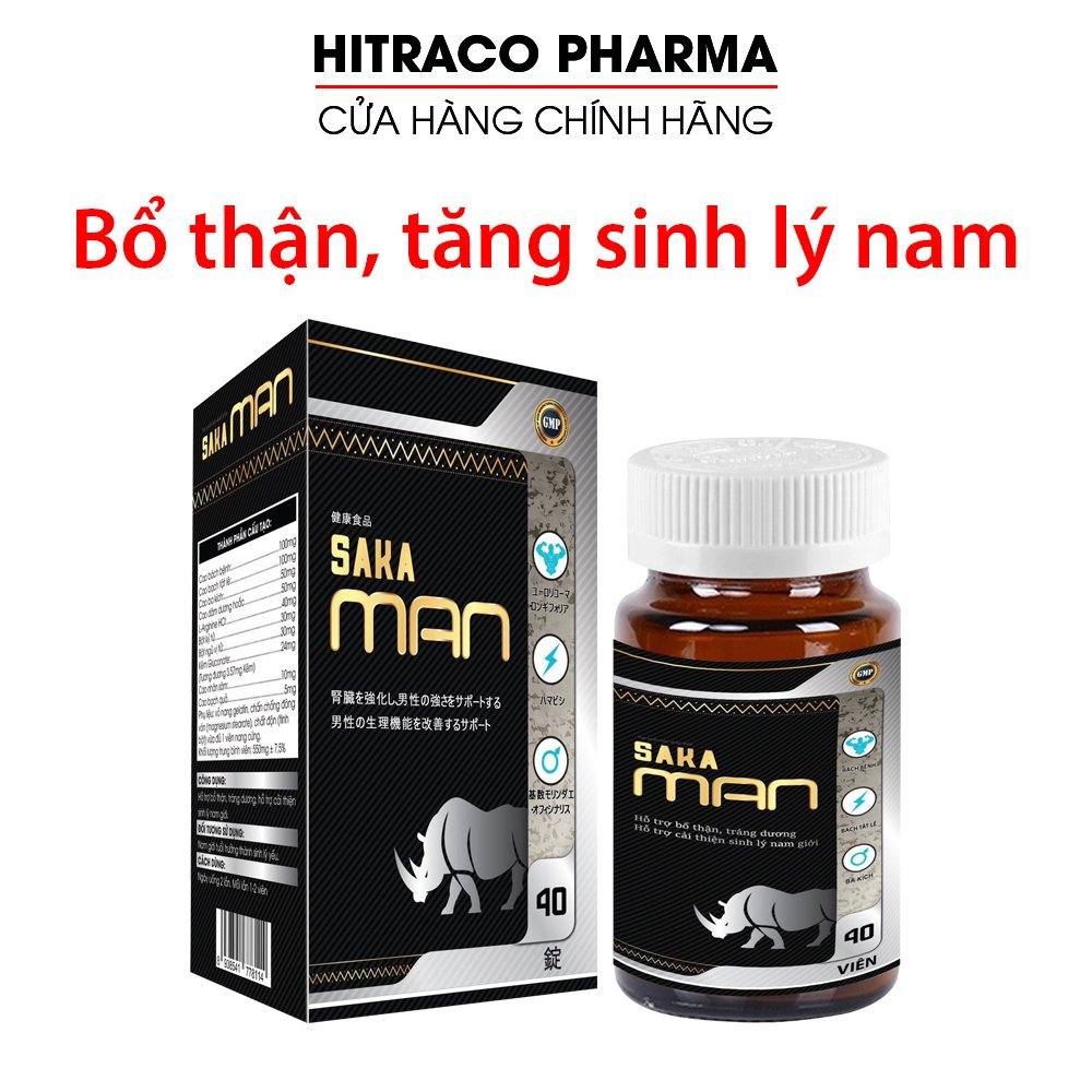 Viên uống từ 10 loại thảo dược Saka Man giúp bổ thận, tráng dương, tăng cường sinh lý nam giới - Chai 30 viên (Saka Man)