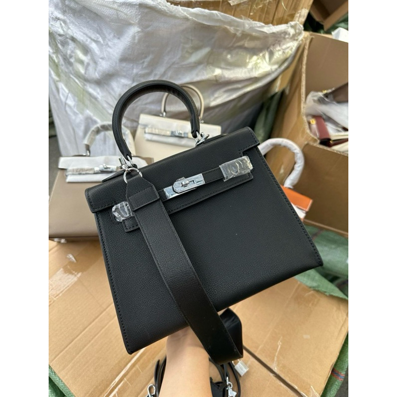 Túi xách HM kelly 25cm khoá bạc 2 dây đeo