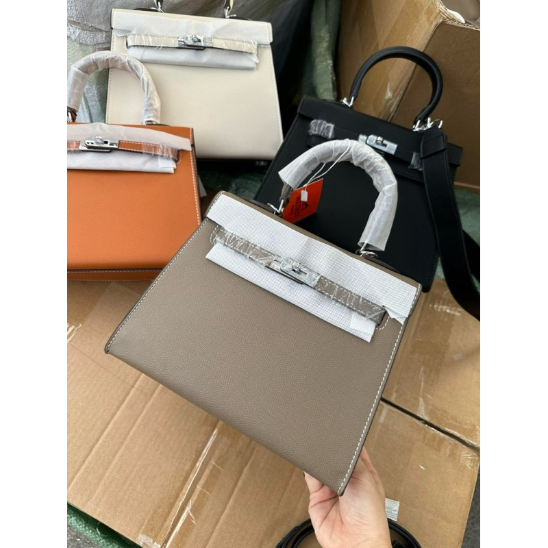 Túi xách HM kelly 25cm khoá bạc 2 dây đeo
