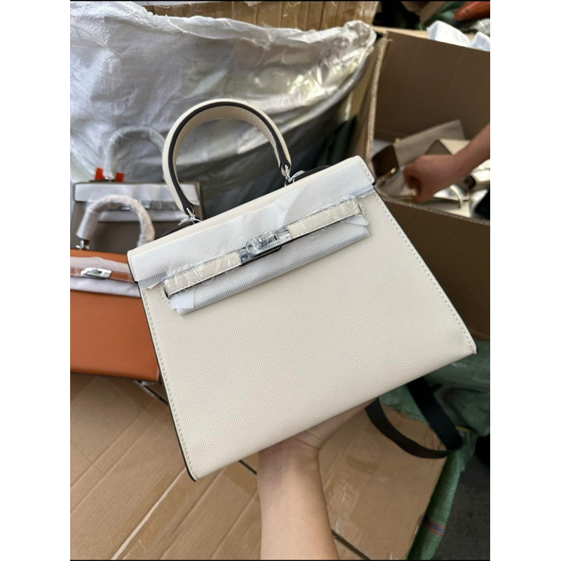 Túi xách HM kelly 25cm khoá bạc 2 dây đeo