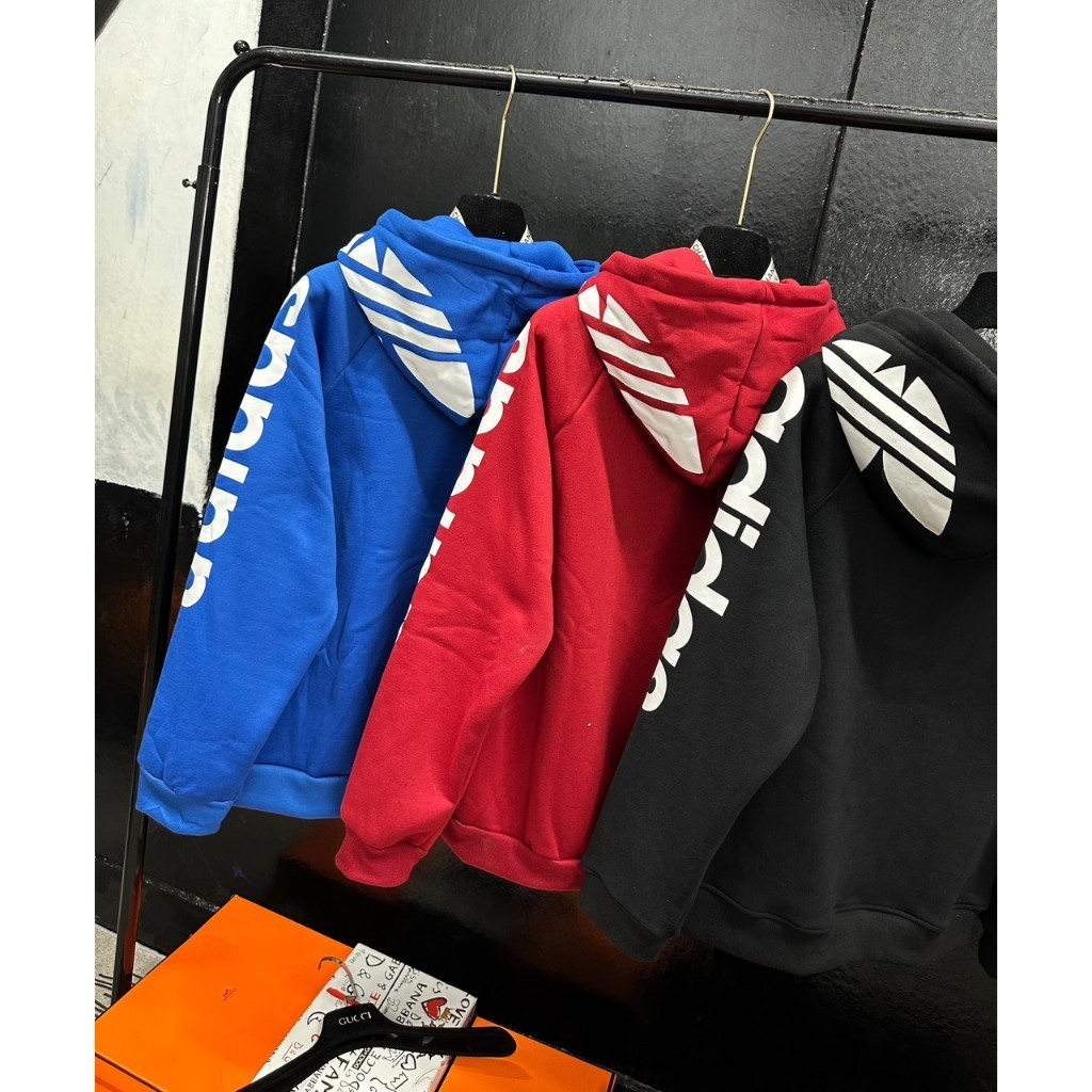 Áo Khoác Adidass HOODIE nỉ bông mũ to 2 lớp Unisex form rộng SLAKE in chữ