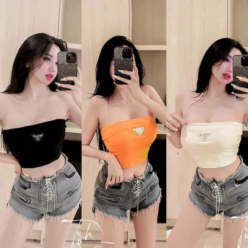 [ RẺ VÔ ĐỊCH ] Áo ỐNG hiệu trơn croptop PRAD A tam giác hình thật thời trang nữ - Thiên Yết