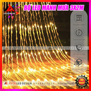 Dây đèn led mành mưa kích thước 3 x 2m, đèn nháy hiệu ứng thác nước 10 sợi