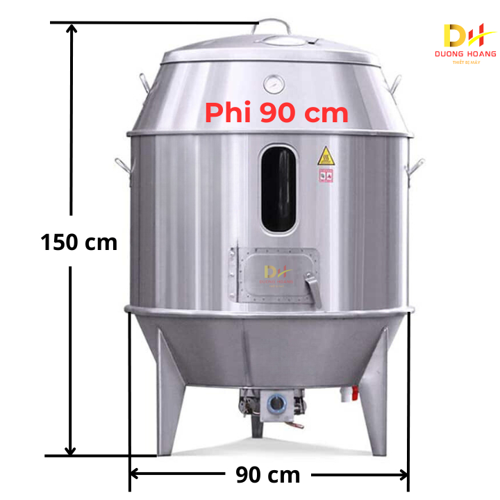 Lu Lò Nướng Gà,Vịt, Heo Phi 80 - 90 cm chất liệu Inox 3 lớp - Chạy Bằng Than hoặc Gas - Có Cửa Sổ Bằng Kính Cường Lực