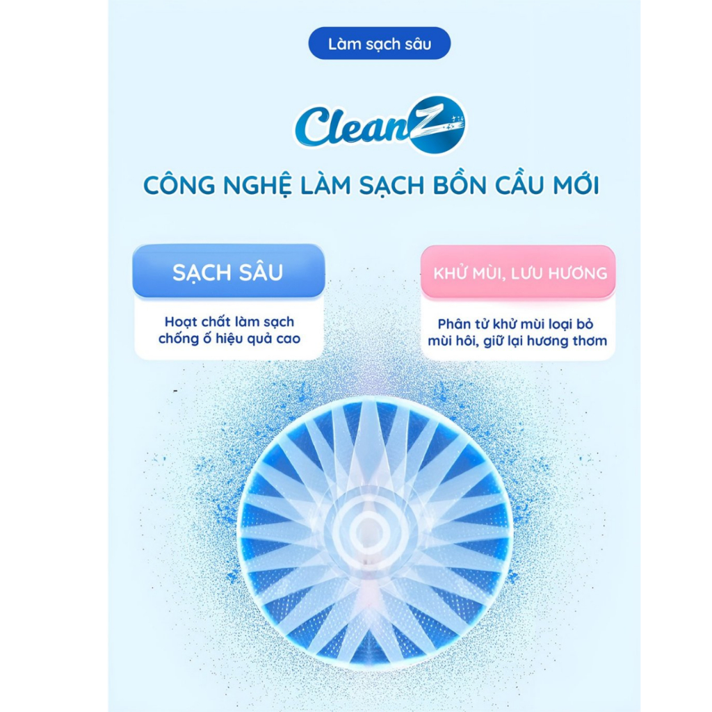 Viên thả bồn cầu Cleanz diệt khuẩn thơm mát tẩy sạch mảng bám khử mùi hôi toilet, thơm lâu không gian nhà vệ sinh