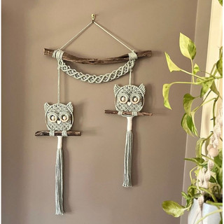Set 2 cú macrame treo tường trang trí nhà cửa, homestay, làm quà tặng.