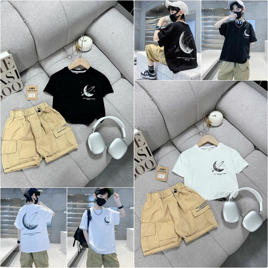 Set bộ bé trai vải loại tốt, quần túi hộp thoải mái, mát, dễ chịu - Mẫu galaxy - SU004