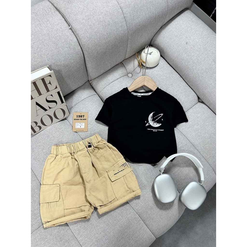 Set bộ bé trai vải loại tốt, quần túi hộp thoải mái, mát, dễ chịu - Mẫu galaxy - SU004