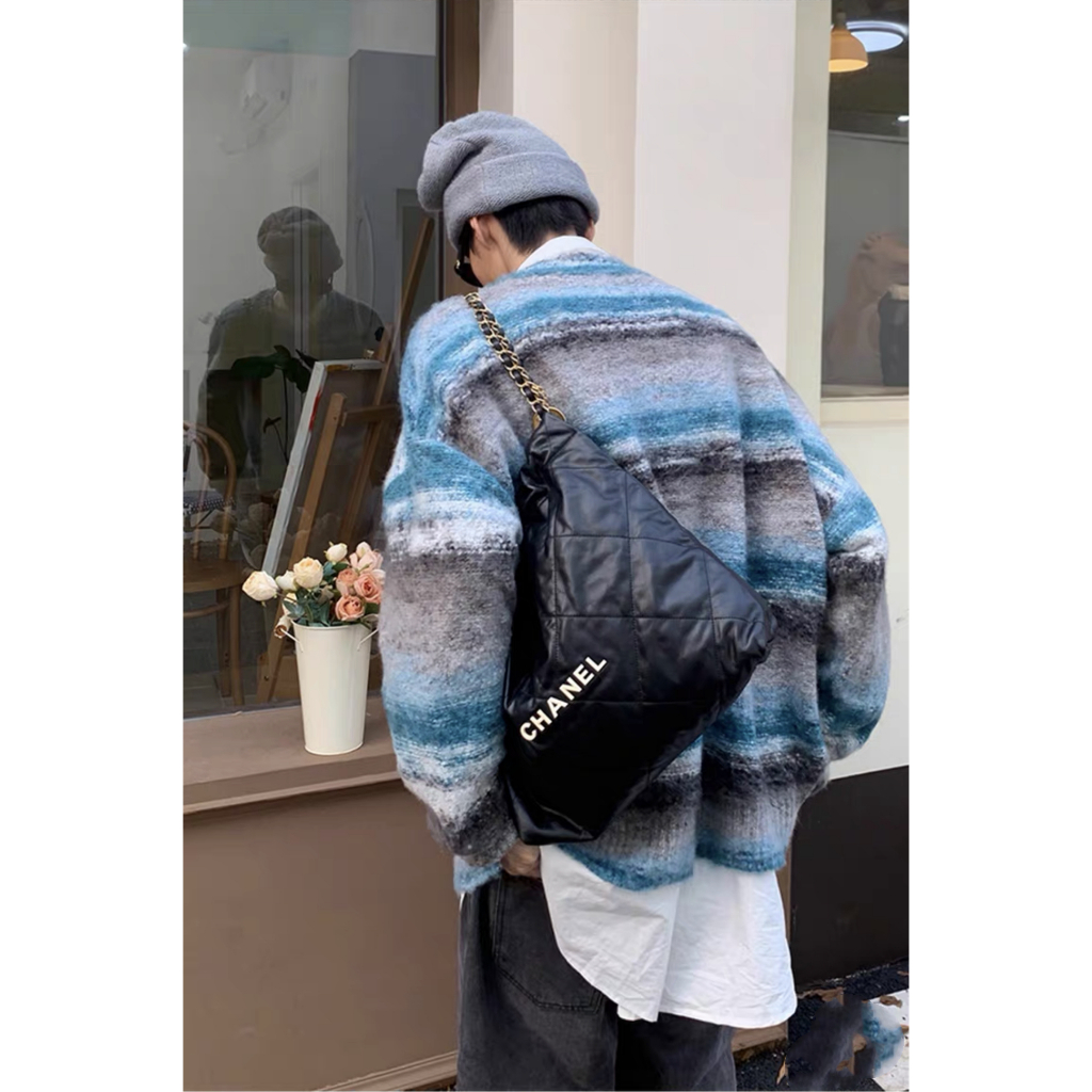 Áo Khoác Len Màu Loang Dáng Rộng Vải Lông Xoăn Phong Cách Trung Cổ Dành Cho Các Cặp Đôi