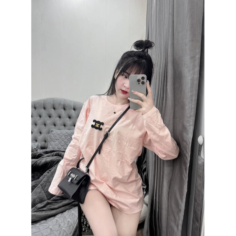Áo thun hồng dài tay