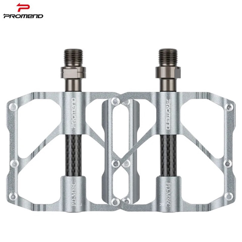 Pedal/ Pê đan/ bàn đạp xe đạp thể thao MTB Leo Núi Promend PD-M86C trục bọc carbon, 3 bạc đạn, có đinh chống trượt