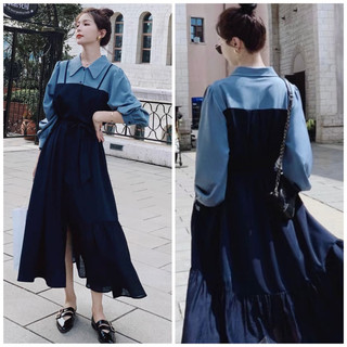 Đầm dự tiệc sơ mi tay dài tùng xoè đuôi cá xuongvnxk
