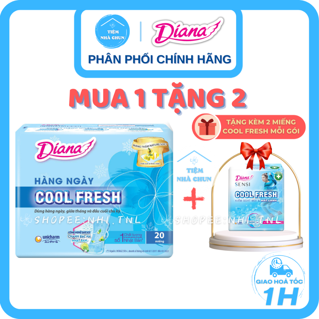 Băng Vệ Sinh HN COOL Diana Sensi Cool Fresh Siêu Mát Lạnh - NHI.TNL