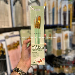 Bộ 3 cọ vẽ cơ bản keep smiling xanh mint pastel