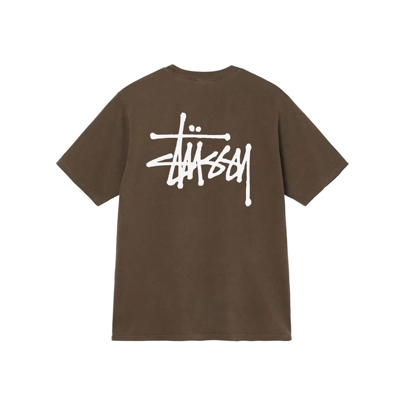 CHÍNH HÃNG - ÁO THUN STUSSY BASIC COFFEE T-SHIRT - ÁO THUN CỔ TRÒN TAY LỠ MÀU CÀ PHÊ