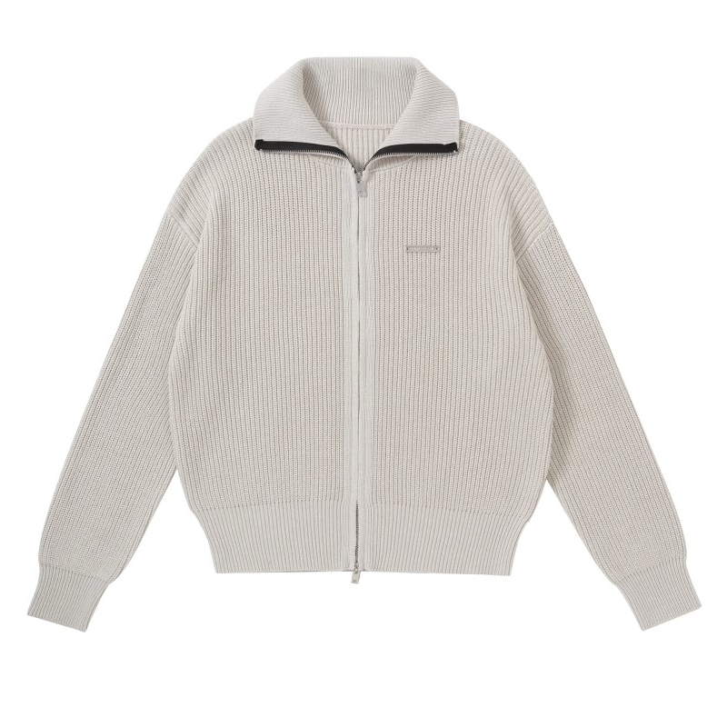 Áo len cardigan cổ polo màu trơn có khoá kéo dài tay bo gấu ulzzang dáng vừa thu đông