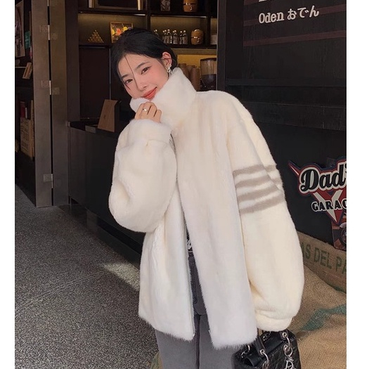Áo Khoác Thom , Áo Khoác Lông Cừu Nam Nữ Unisex Dây Kéo Khoá Siêu Ấm