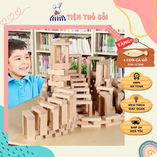 Bộ rút gỗ 52 thanh xếp hình - thanh rút gỗ sáng tạo, domino, đồ chơi gỗ xếp hình rèn luyện tính cẩn thận - tiệm thỏ sồi