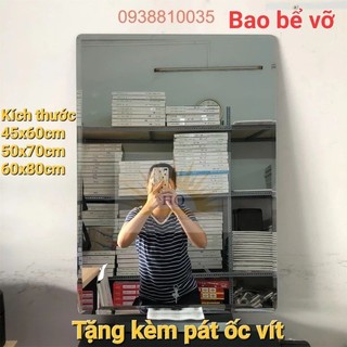 Gương soi treo tường vuông kèm pát đỡ gương