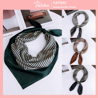 [Hàng Xịn, Giá Tốt] Khăn Lụa Vuông, Khăn Turban Cao Cấp Kẻ Sọc Đồng Phục - Chất Liệu Chiffon - 70x70cm - Mã KL007