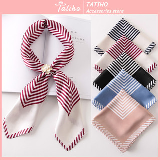 [Hàng Xịn, Giá Tốt] Khăn Lụa Vuông, Khăn Turban Đồng Phục Ô Vuông Viền Sọc - Chất Liệu Chiffon - 70x70cm - Mã KL002